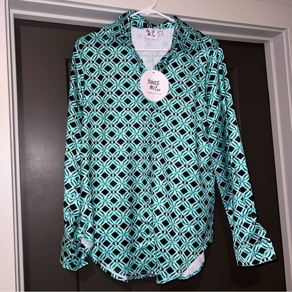Princess Polly Green Button Up Shirt Blouse